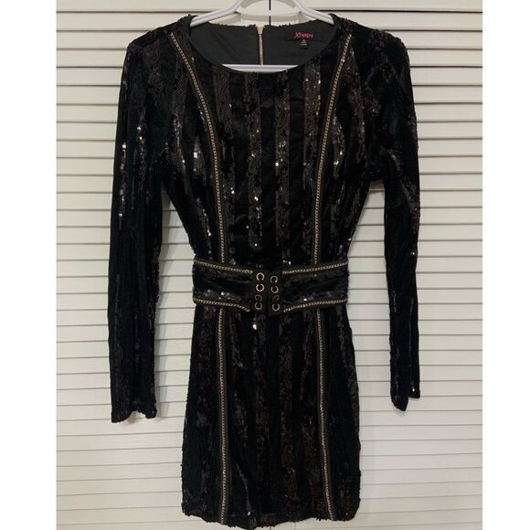 ⭐️New year Fashion Nova sparkly black sequin shape fitting mini dress - Picture 5 of 6